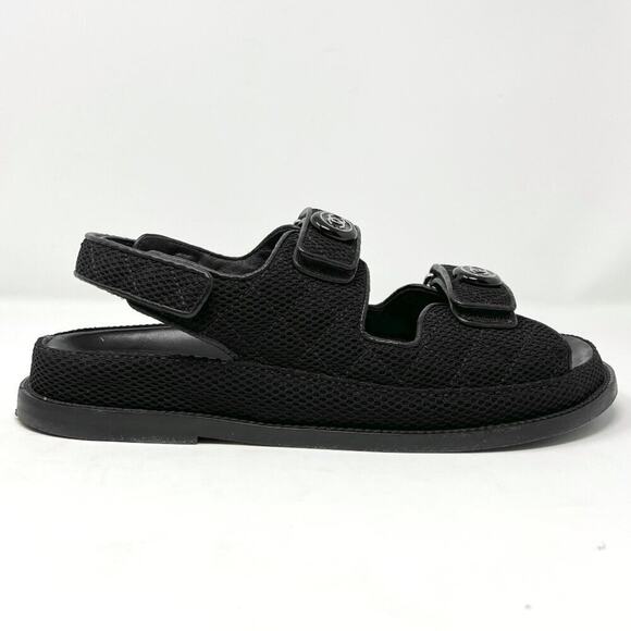 Chanel Dad Sandals Black Fabric CC Logo Size 40 EU - Picture 4 of 11